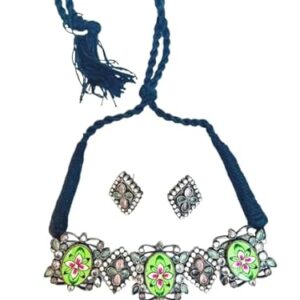 Artistry in Oxidized German Oxidized Hand-Painted Choker Set