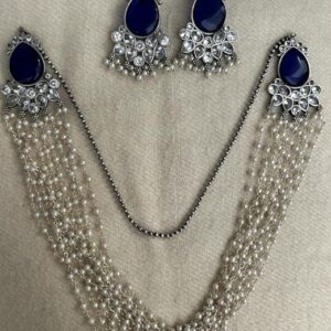 Exquisite German Oxidized Pearl Sapphire Rani Haar