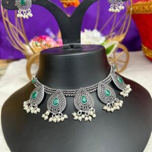 German Oxidized Paan Necklace Set