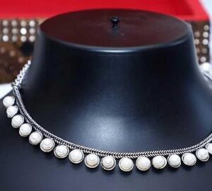 Lustrous Elegance: Oxidized Pearl Necklace