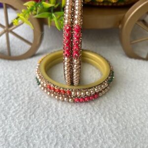 Vibrant Beauty Colorful Moti Bangles for Elegant Adornments